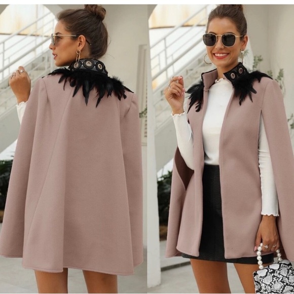 Kara & Kate Chic Feather Cape Jacket - Picture 1 of 5